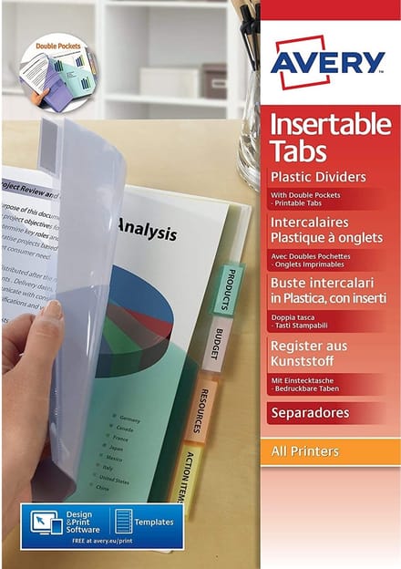 Avery insteekmappen Showtas A4 Avery PP m/tabs/set 6