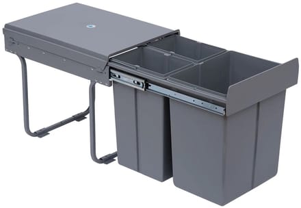 Roossentials keuken vuilnisbak - Keukenprullenbak - Recyclingbak - Afvalcontainer - Met drie recyclingcontainers - Grijs