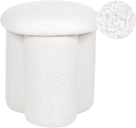 CARRINGTON - Poef - Wit - Bouclé