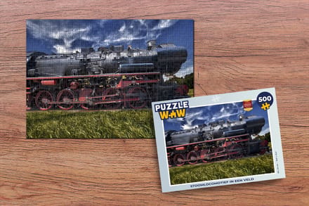 Puzzel Stoomlocomotief in een veld - Legpuzzel - Puzzel 500 stukjes