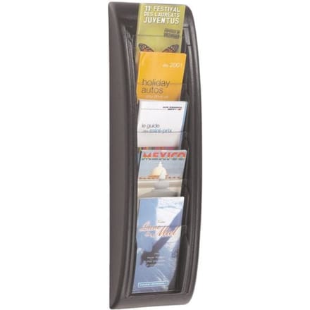 Paperflow Quickfit folderwandhouder, 5 vakken in 1/3 A4-formaat, B 168 x D 95 x H 650 mm, polystyreen, zwart