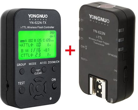 Yongnuo YN622N-KIT i-TTL Wireless Flitser voor Nikon met LED Display en Diffuser