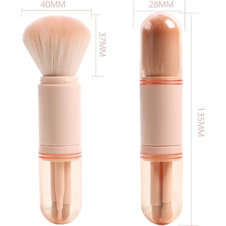 4 in 1 Retractable Makeup Brush Retractable Mini Facial Cosmetic Makeup Brushes Chocola