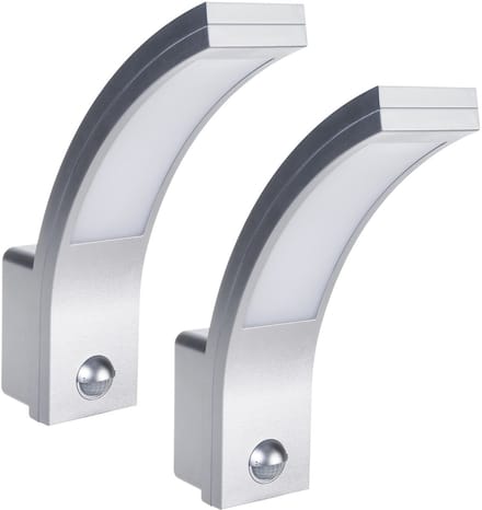 Maclean - Wandlamp set van 2 stuks - LED-lamp met infrarood bewegingssensor MCE244 S 750lm 10W IP54 - Zilver