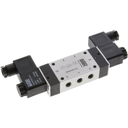 5/3 G1/8'' Middendruk Magneetventiel 230V AC 3-8bar/42-112psi Airtec