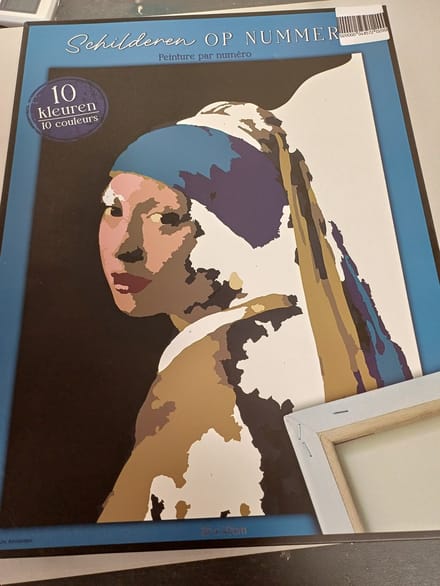 Schilderen op nummer meisje met de parel van Vermeer