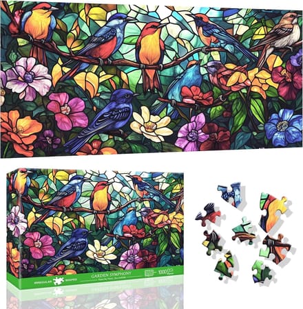 Legpuzzel 1000 stukjes - Jigsaw puzzel - Ontspanning thuis - Gedetailleerd design - 80x41 cm - Vogel bloem