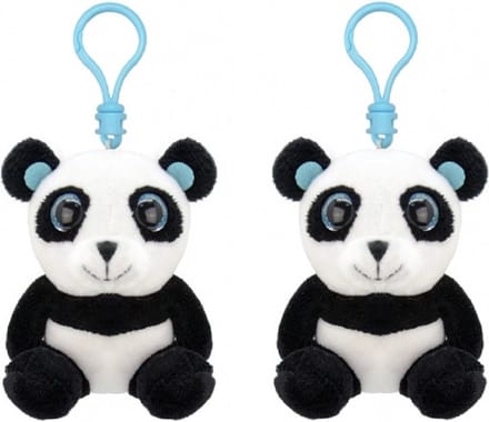 Wild Republic Panda Sleutelhanger - 2x stuks - 9 cm - pluche - dieren knuffel