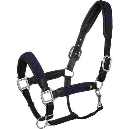 Halsband voor paard van leer met ingeweven nylon inzetstukken Equestro