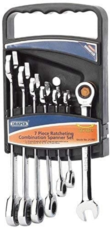 Metrische Ratcheting Combinatiesleutel Set - 7 Stuks, Blauw