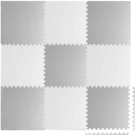 Grote schuimrubberen puzzelmat wit-grijs Ricokids 180x180cm 9 stuks