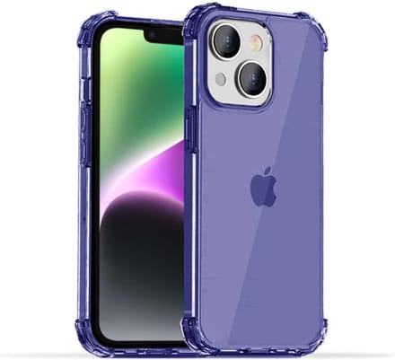 Smartphonica iPhone 14 Plus transparant shockproof siliconen hoesje met stootrand - Donkerblauw geschikt voor iPhone 14 Plus