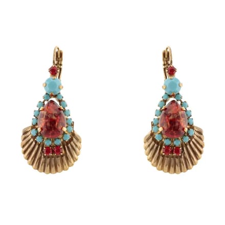 Oorbellen met rode en blauwe strass(701 97E 29991)