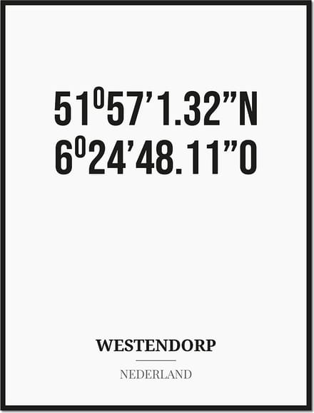 Poster/kaart WESTENDORP met coördinaten