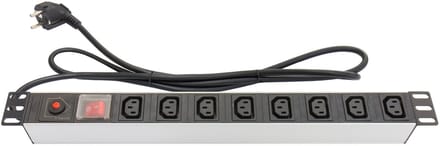 19 inch stekkerdoos | schakelaar | CEE 7/7 - 8x IEC C13 | 1U | aluminium | 1,8 meter