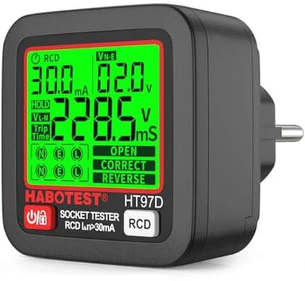Circuittesters Stekkertester en Stopcontacttester met RCD-test voor Spanningsdetectie 30-260V