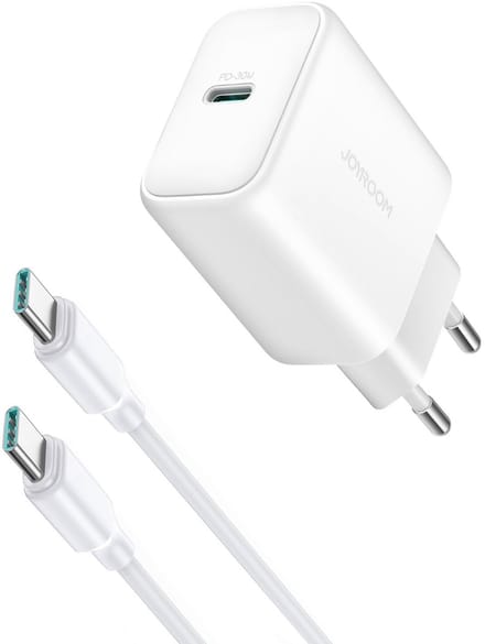 Joyroom JR-TCF24 USB-C PD 30W QC SFC network charger - white + 1m USB-C cable