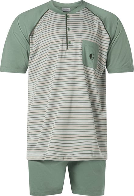 Gentlemen - heren shortama 944230 - knoophals - groen - maat L