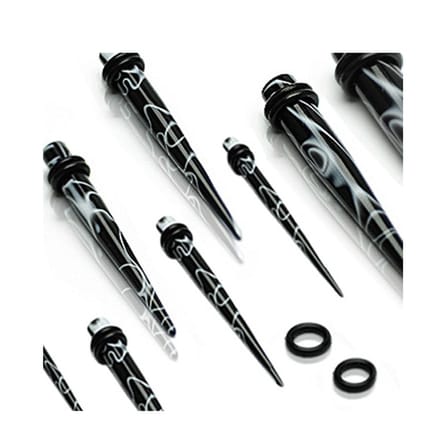 2 mm taper swirl zwart ©LMPiercings