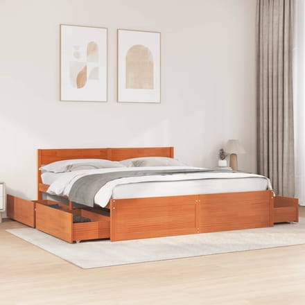 vidaXL - Bedframe - zonder - matras - massief - grenenhout - wasbruin - 180x200 - cm