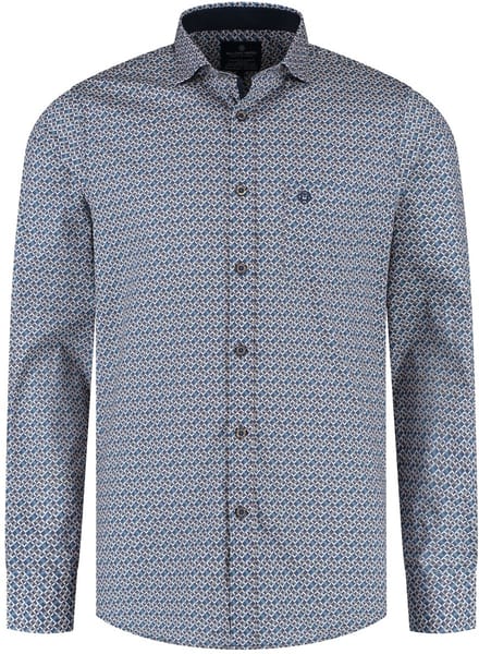 Fellows United Shirt lange mouw diamond Mid blue (52.6505 - 116)