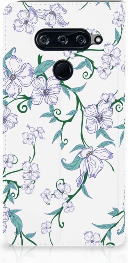 Book Case voor LG V40 Thinq Uniek Smart Cover Blossom White