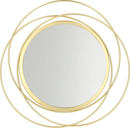 QUVIO Spiegel - Decoratieve spiegel - Wandspiegeltje - Ophangen - Rond - Goud - Metaal - 35,5 cm (d)