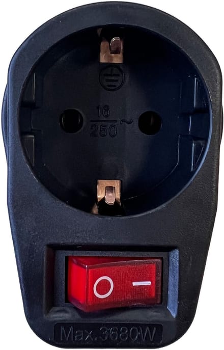 Benson Stopcontact adapter - zwart - met randaarde en schakelaar - verdeelstekkers