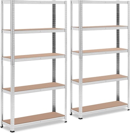 Stellingkast - 90 x 30 x 180 cm - voor 5 x 175 kg - Grijs - 2 st. - MSW