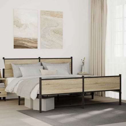 vidaXL - Bedframe - zonder - matras - metaal - sonoma - eikenkleurig - 183x213 - cm