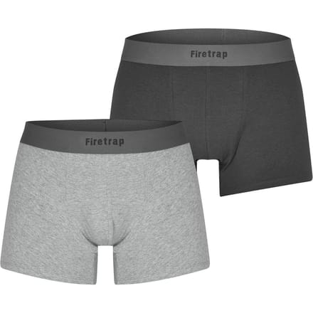 Firetrap Boxershorts met herenlogo (Set van 2) (Grijs/Grijs gemêleerd)