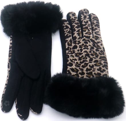 Handschoenen – luipaarprint – faux fur – polyester – warm – winter – cadeau – geschenk – feest – feestdagen