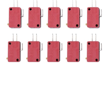 Allecto - Micro Switch - Push Button - 10 Stuks - Rood - Vervangingsschakelaar - Geschikt voor Arcade Games - Compacte Formaat