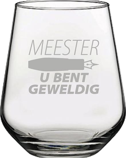 Gegraveerde Drinkglas 42,5cl Meester u bent geweldig