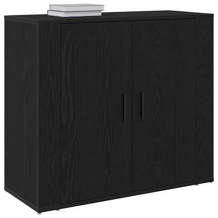 vidaXL - Dressoir - Zwart - Eiken - 80 - x - 33 - x - 70 - cm - Bewerkt - hout
