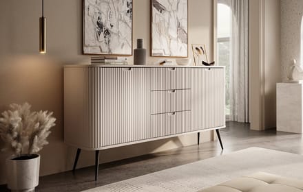 Meubella - Dressoir Zakari - Beige - 168 cm