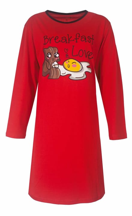 Temptation Dames Nachthemd - Bigshirt - Lange Mouw - Rood - Maat M