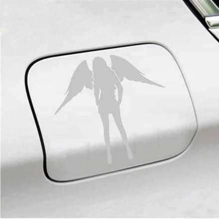 Bumpersticker - Dame Engel - 13 X 14 - Licht Grijs