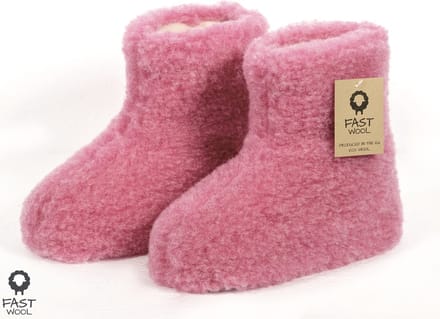 FAST WooL - 100% merinowol - Wollen sloffen - laars model - roze - maat 36