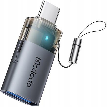 Kaartlezer USB-C McDodo OT-7600, USB-A (OTG) - microSD, Zwart