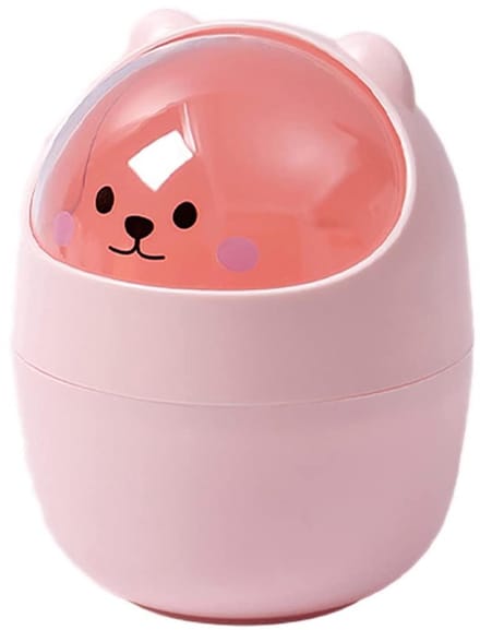 Mini prullenbak - Afvalbak bureau - Bureau opruimen - Met schuddeksel - 4 Liter - Roze
