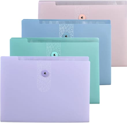 A4 Documentfolder met 12 Compartimenten, Kleurige Opbergmap voor Kantoor en School, Ruime Document Organizer