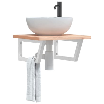 vidaXL - Wandbeugels - voor - wasbak - 2 - st - trapezium - staal - wit