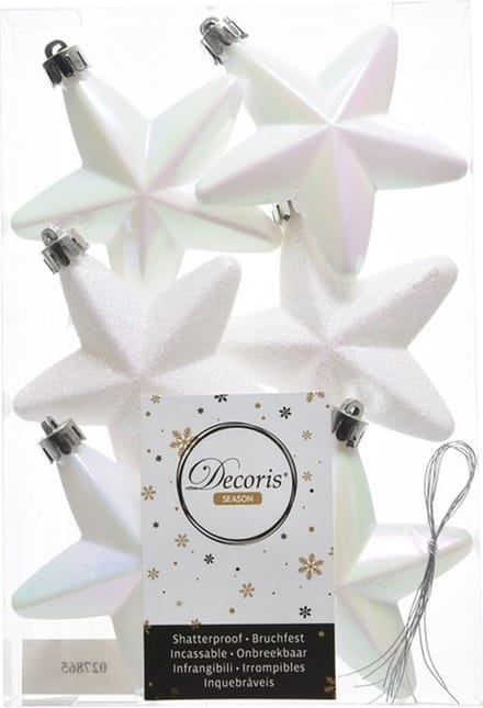 Decoris kersthangers - 6 stuks - 7.5cm - kunststof - mix