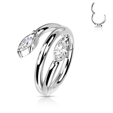 Piercing clicker ring dubbel blad 1.2x8 - zilver - LMPiercings
