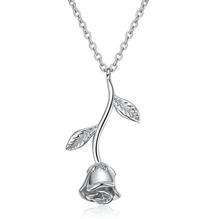 Victorious Dames Ketting – Zilverkleurige Roos – Zilverkleurig – 43cm