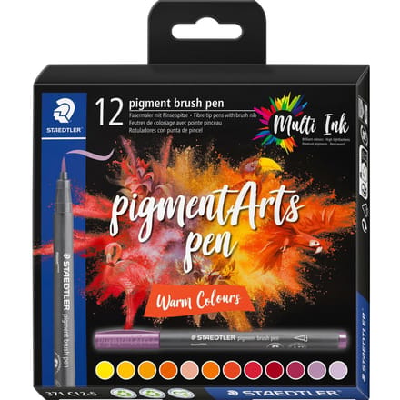 STAEDTLER Pigment brush pen, set van 12 - Warm Colours