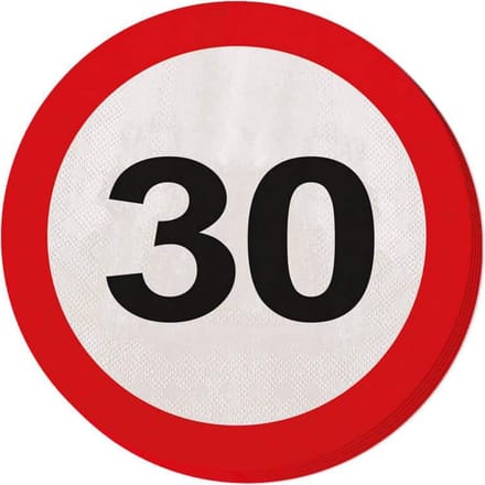 Folat - Servetten - Verkeersbord 30 (20 stuks)