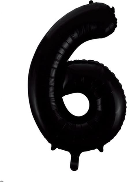 Wefiesta - Folieballon Cijfer 6 Zwart - 86 cm
