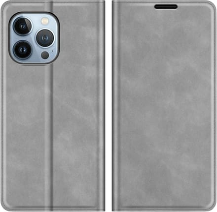 Just in Case hoesje geschikt voor iPhone 14 Pro Max - Hoesje met Pasjeshouder - Luxe Book Case - Grijs